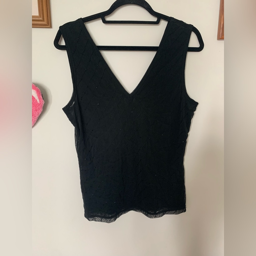 The Limited Black See Thru Beaded Sleeveless Blouse Size Large